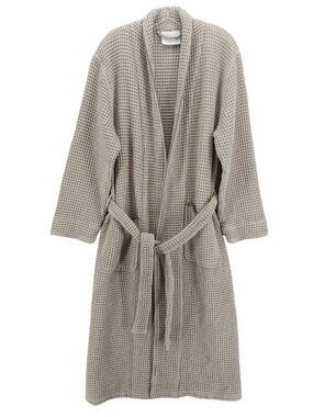 BOLL & BRANCH Waffle Knit Organic Cotton Robe Pewter Stone Texture Unisex MEDIUM